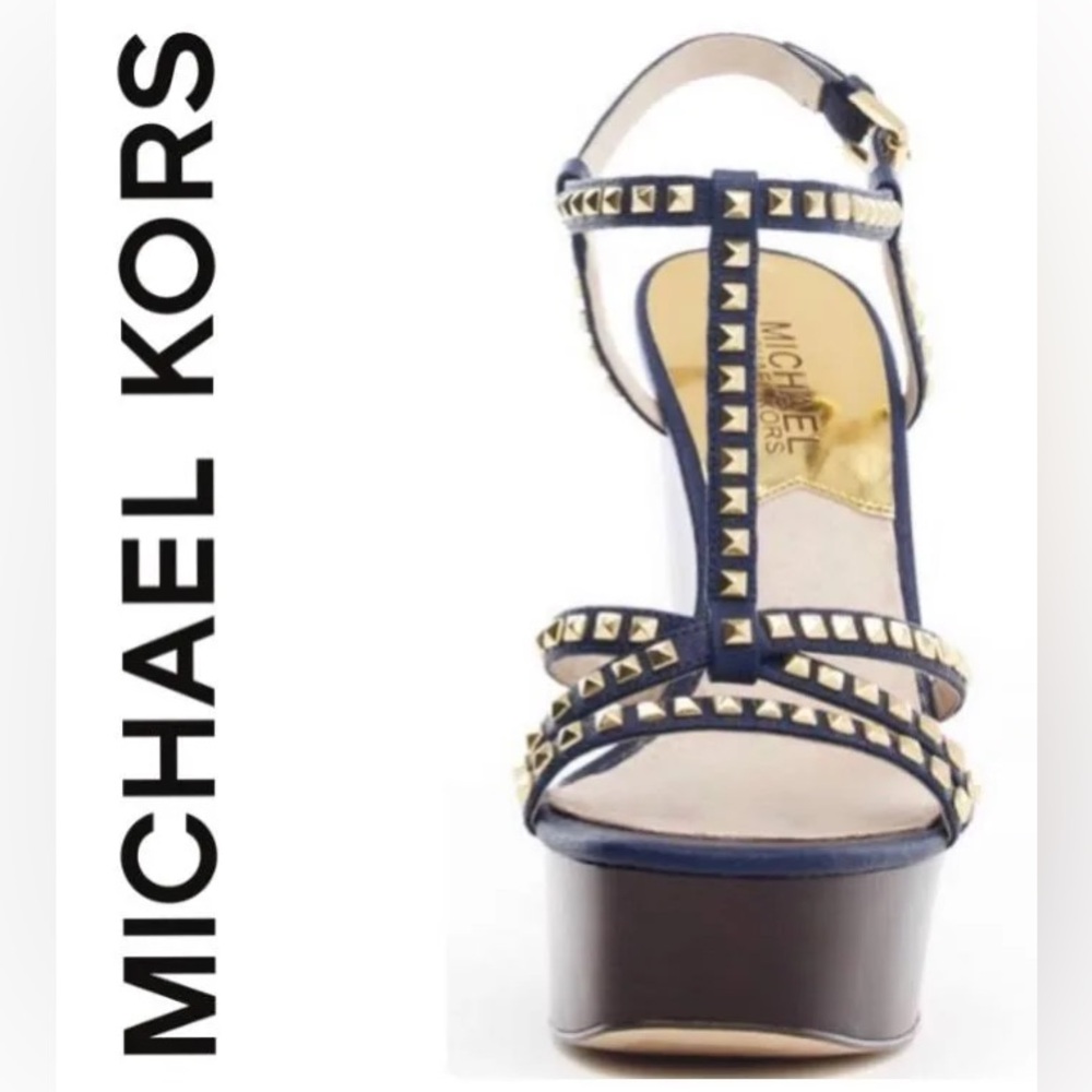 Navy leather with studs Michael Kors Wedges